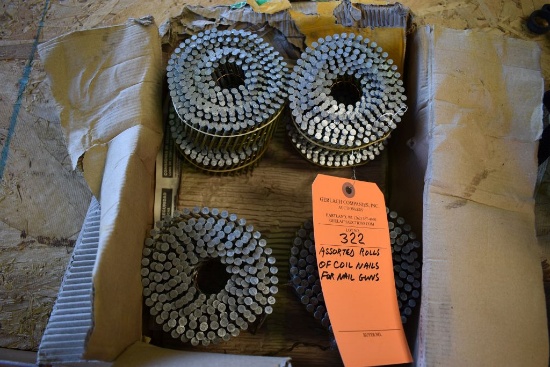 ASSORTED ROLLS OF COIL NAILS FOR NAIL GUNS