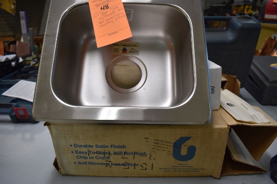 15" BAR SINK WITH FAUCETS AND ALL NECESSARY MOUNTING FITTINGS