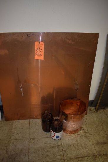 COPPER SHEET MARKED 32oz- 36"x37" SMALL COIL OF