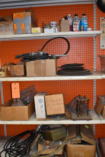 STACK OF ASSORTED SAW BLADES (5) SHELVES,