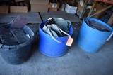 BOTTOM CUBICLE (3) CONTAINERS WITH PIECES OF SLATE TILE