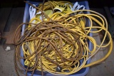 LARGE BIN FULL OF EXTENSION CORDS