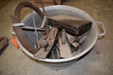 METAL TUB WITH ASSORTED VINTAGE TOOS, PLANES,