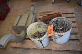 SKID OF ORNATE STEEL GUTTER LEADER HEAD AND
