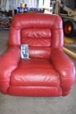 LAZY BOY RED COCOON STYLE LEATHER ROCKER/RECLINER
