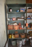 CONTENTS ON FIVE SHELVES AND ON FLOOR UNDERNEATH;