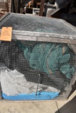 SCREENED METAL CRATE WITH MESH AND PLASTIC TARPS