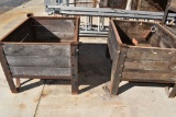 (2) STEEL AND WOOD STACKABLE BASKETS,