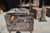 METAL GRATE CRATE WITH WOOD PIECES
