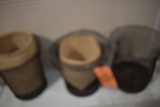 (3) EXTRUDED STEEL CANS AND (2) WICKER BASKETS