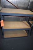 STEEL SHELVING UNIT WITH WOOD SHELVES, NO CONTENTS,