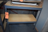 STEEL SHELVING UNIT WITH WOOD SHELVES, NO CONTENTS,
