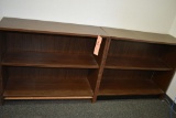 (2) WOODEN SHELVING UNITS WITH THREE SHELVES,