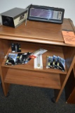 SMALL THREE SHELF STAND ON WHEELS, 29