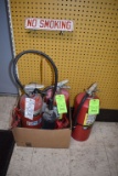 ASSORTED FIRE EXTINGUISHERS AND BRACKETS AND