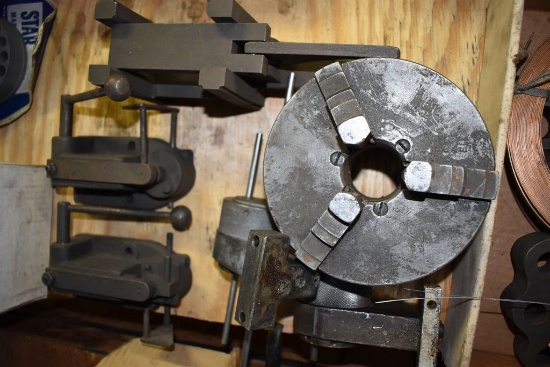6" LATHE THREE JAW CHUCK AND LATHE STOPS