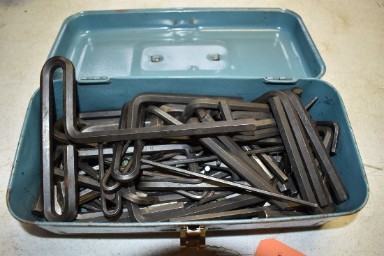 METAL BOX WITH ASSORTED "T" AND RIGHT ANGLE ALLEN WRENCHES