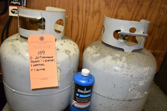 (2) 20 LB. PROPANE TANKS, (1) EMPTY, (1) PARTIAL AND