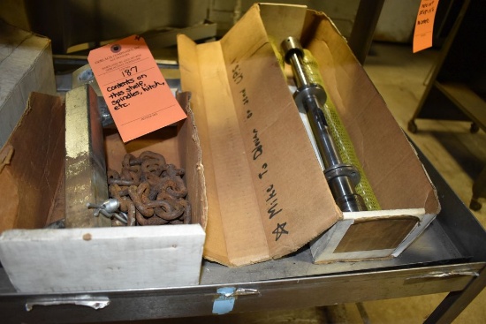 CONTENTS ON THIS SHELF, SPINDLES, HITCH, ETC.