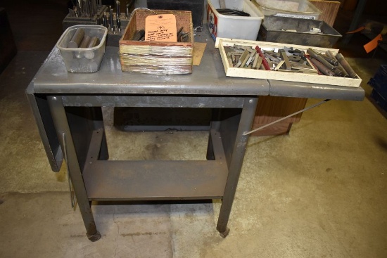SMALL DROP LEAF CART WITH CONTENTS; ALLEN WRENCHES,