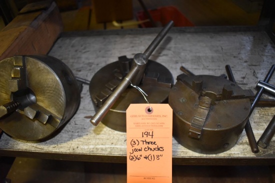 (3) THREE JAW CHUCKS, (2) 6" AND (1) 8"