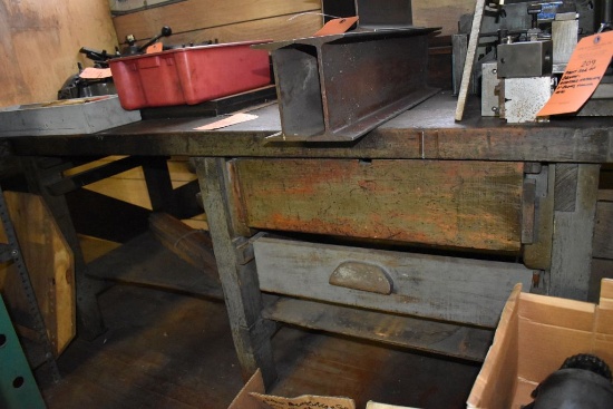 WOODEN WORKBENCH, 80" x 30", SINGLE DRAWER,