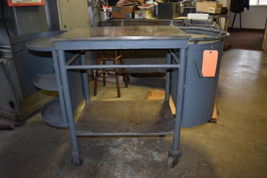 METAL SURFACE PLATE, 30" x 22" WITH OVAL METAL CART
