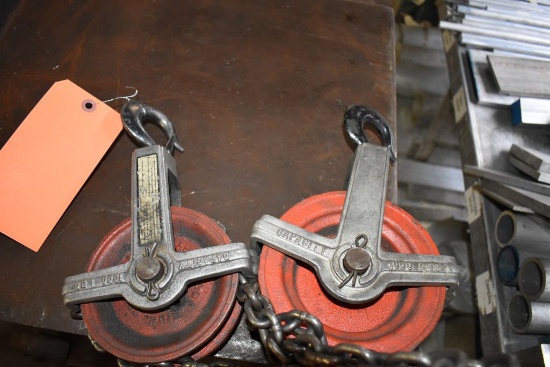 (2) 1,000 LB. THERN SUSPENDED HAND OPERATED CHAIN HOISTS