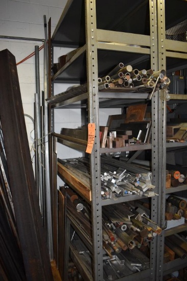 METAL SHELVING UNIT WITH EIGHT SHELVES WITH CONTENTS;