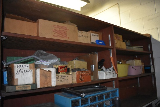 ALL HARDWARE AND PARTS ON TOP AND MIDDLE SHELVES