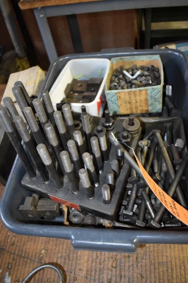 BIN FULL OF HOLD DOWN/CLAMP DOWN BOLTS AND MISC. HARDWARE