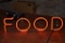 FOOD NEON SIGNS, 1 WORKING, NO TRANSFORMER