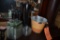 GLASS ASHSTRAYS, BLACK PLASTIC ASH TRAYS AND