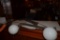 (2) VINTAGE WALL-MOUNTED PIVOTING GLOBE LIGHTS,