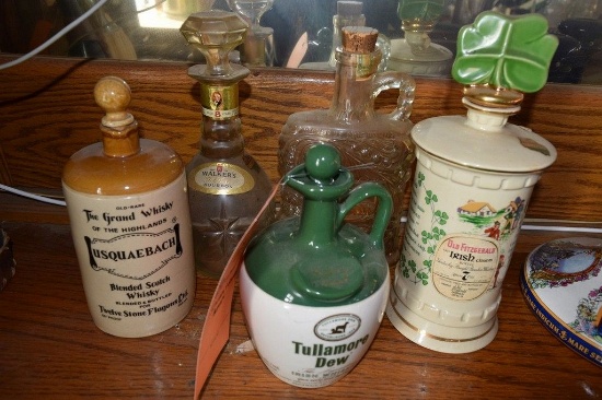 (5) VINTAGE WHISKEY AND BOURBON BOTTLES