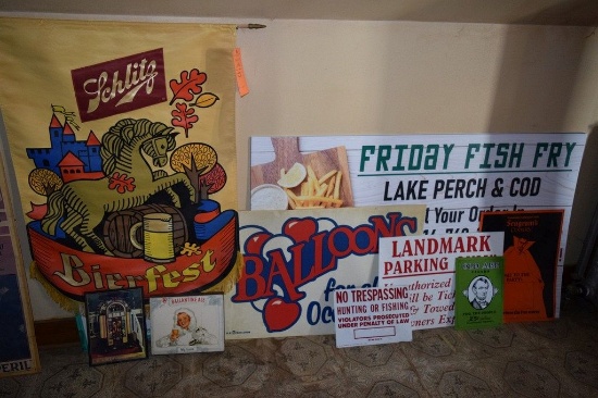 MISC. SIGNS & SCHLITZ BANNER