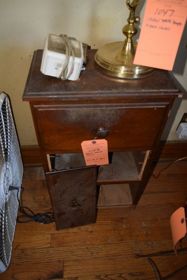 BROWN WOODEN CABINET, 11" x 16" X 26" TALL