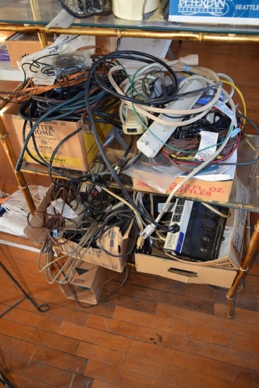 ALL CONTENTS OF THIS SHELVING UNIT, WIRES, CORDS, ETC.