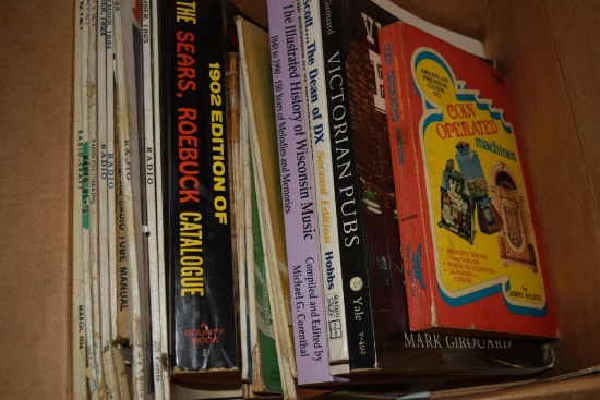 BOX OF ASSORTED BOOKS, RADIO CRAFT MAGAZINES AND