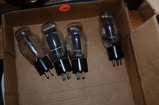 BOX OF (4) VINTAGE USA ELECTRON TUBES,