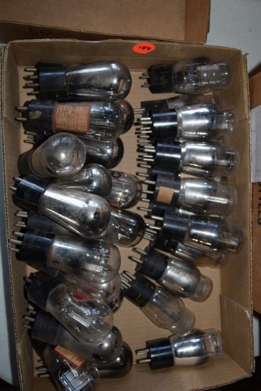 BOX OF VINTAGE USA ELECTRON TUBES,