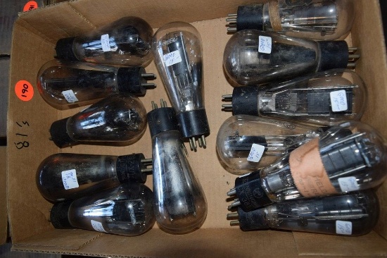 BOX OF VINTAGE USA ELECTRON TUBES,