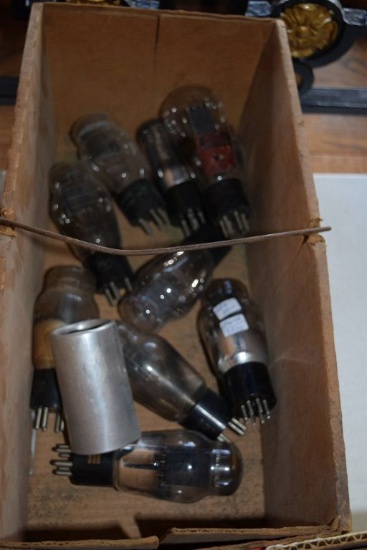 BOX OF VINTAGE USA ELECTRON TUBES,