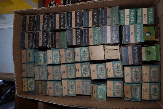 BOX OF VINTAGE USA ELECTRON TUBES,