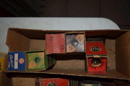 BOX OF VINTAGE USA ELECTRON TUBES,