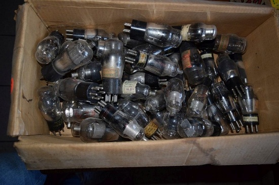 BOX OF VINTAGE USA ELECTRON TUBES,