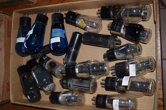 BOX OF VINTAGE USA ELECTRON TUBES,