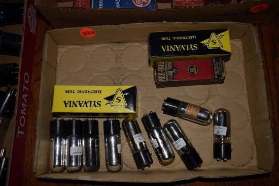 BOX OF VINTAGE USA ELECTRON TUBES,