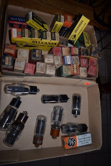 BOX OF VINTAGE USA ELECTRON TUBES,