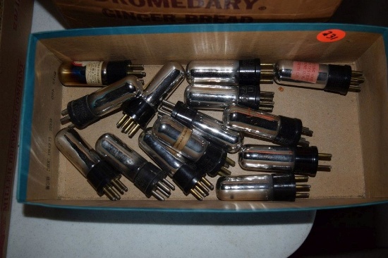 BOX OF VINTAGE USA ELECTRON TUBES,